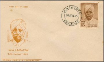 First Day Cover 28 Jan 1965 Birth Centenary Of Lala Lajpat Rai (social Reformer And Freedom Fighter) (fdc-1965) (spots/hinged/slightly Damaged/paper Stuck)