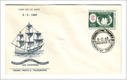 First Day Cover?08 Feb.'65 20th International Chember of Commerce Congress, New Delhi. (fdc-1965) | Indian Postage Stamps | Indian Coins | Old Indian Currency | Rare Indian Coins | Numismatic Collection India