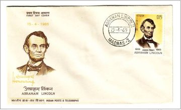 First Day Cover 15 Apr 1965 Death Centenary Of Abraham Lincoin (fdc-1965) (spots/hinged/slightly Damaged/paper Stuck)