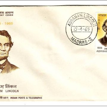First Day Cover?15 Apr.'65 Death Centenary of Abraham Lincoin. (fdc-1965) (Spots/hinged/slightly damaged/Paper Stuck)
