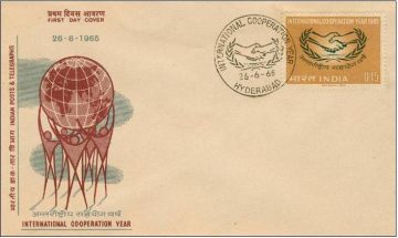 First Day Cover 26 June 1965 International Co-operation Year (fdc-1965) (spots/hinged/slightly Damaged/paper Stuck)
