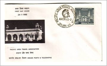 First Day Cover 24 Jan 1966 15th Pacific Area Travel Association Conference, New Delhi (fdc-1966) (spots/hinged/slightly Damaged/paper Stuck)