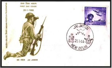 First Day Cover 26 Jan ,1966 Valour Of Indian Armed Forces In 1965 War (fdc-1966) (spots/hinged/slightly Damaged/paper Stuck)