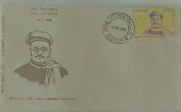 First Day Cover 09 May 1966 Birth Centenary Of Gopal Krishna Gokhale(patriot) (fdc-1966) (spots/hinged/slightly Damaged/paper Stuck)