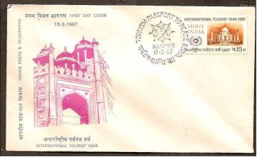 First Day Cover 19 Mar 1967 International Tourist Year(Taj Mahal) (Fdc-1967) (Spots/Hinged/Slightly Damaged/Paper Stuck)