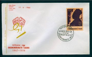 First Day Cover 17 Sep 1968 Gajendranath Tagore(Painter And Cartoonist),30th Death Anniversary (Fdc-1968) (Spots/Hinged/Slightly Damaged/Paper Stuck)