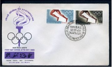 First Day Cover 12 Oct 1968 Xix Olympic Games, Mexico City (Fdc-1968) (Spots/Hinged/Slightly Damaged/Paper Stuck)