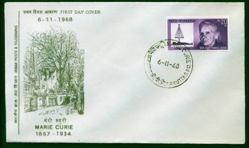 First Day Cover 06 Nov 1968 Birth Centenary Of Madam Marie Curie(Scientist) (Fdc-1968) (Spots/Hinged/Slightly Damaged/Paper Stuck)