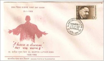 First Day Cover 25 Jan 1969 Dr Martin Luther King (Fdc-1969) (Spots/Hinged/Slightly Damaged/Paper Stuck)