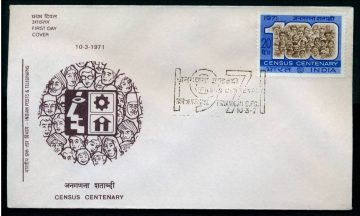 First Day Cover-10 Mar. '71 Census Centenary (FDC-1971) (Spots/hinged/slightly damaged/Paper Stuck)