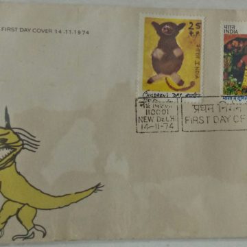 First Day Cover-14 Nov .'74 25th Anniv.of UNICEF in India_Mismatch Image (FDC-1974) (Double Stamp)
