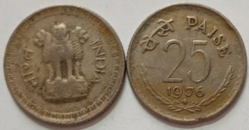 25 PAISE -1976-USED -1N0 (HYDERABAD MINT)