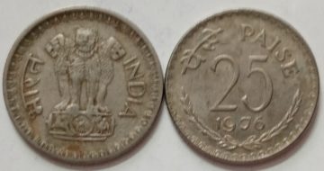 25 PAISE-1976_USED_1 N0 (KOLKATTA MINT)