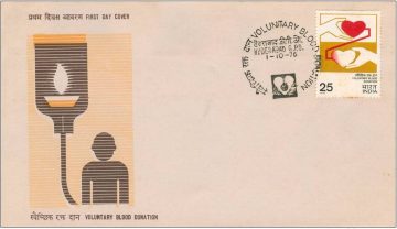 First Day Cover 01 Oct 1976 Voluntary Blood Donation (Fdc-1976) (Spots/Hinged/Slightly Damaged/Paper Stuck)