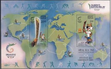 Queen's Baton relay Commonwealth Games - 2010 (Indian Miniature Sheets)