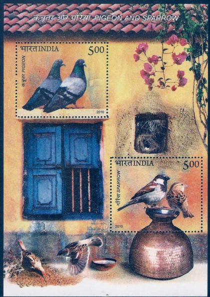 Pigeon & Sparrow - 2010 (Indian Miniature Sheets) | Indian Postage Stamps | Indian Coins | Old Indian Currency | Rare Indian Coins | Numismatic Collection India