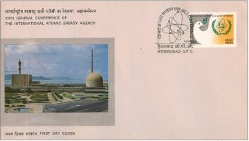 First Day Cover 04 Dec 1979 23Rd International Atomic Energy Agency(Iaea) Conference, New Delhi (Fdc-1979) (Spots/Hinged/Slightly Damaged/Paper Stuck)