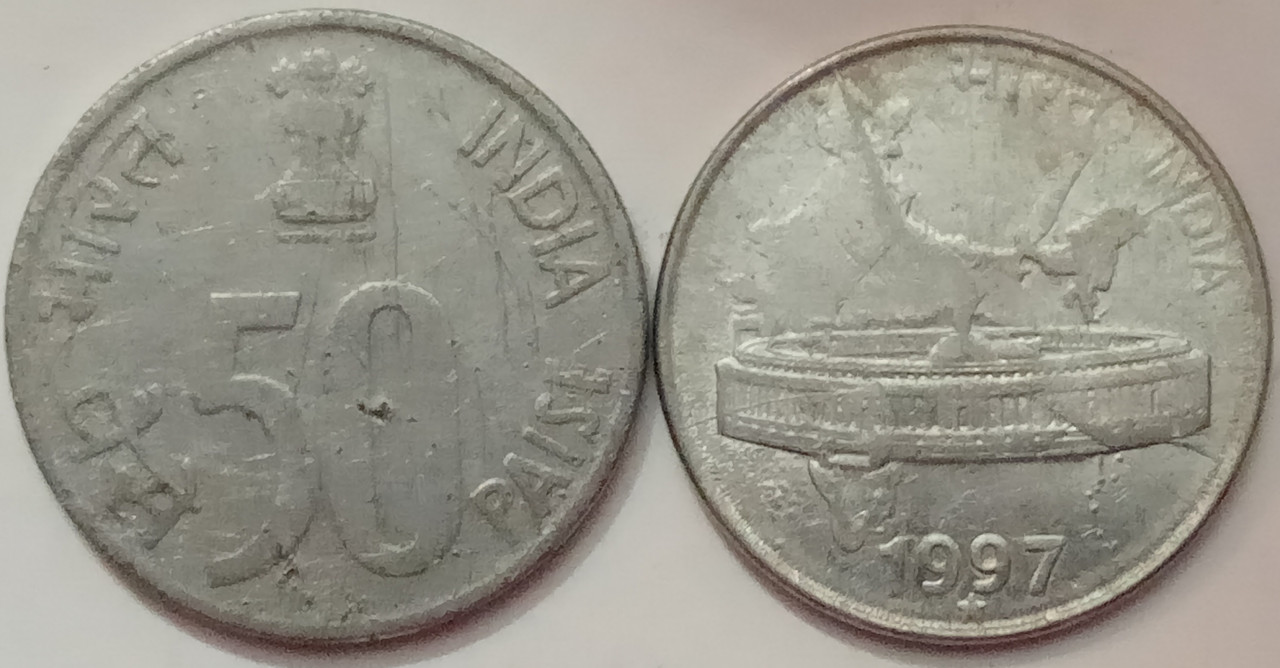 50 PAISE (Map)-1997_USED_1 N0 (HYDERABAD MINT)