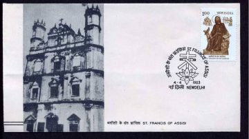 First Day Cover 04 Apr 1983 800th Birth Anniversary of St Francis Of Assisi (Fdc-1983) (Spots/Hinged/Slightly Damaged/Paper Stuck)