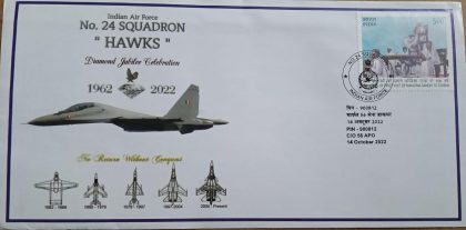 Indian Air Force No.24 Squardon "HAWKS"Army Postal Covers (APO'S s) | Indian Postage Stamps | Indian Coins | Old Indian Currency | Rare Indian Coins | Numismatic Collection India