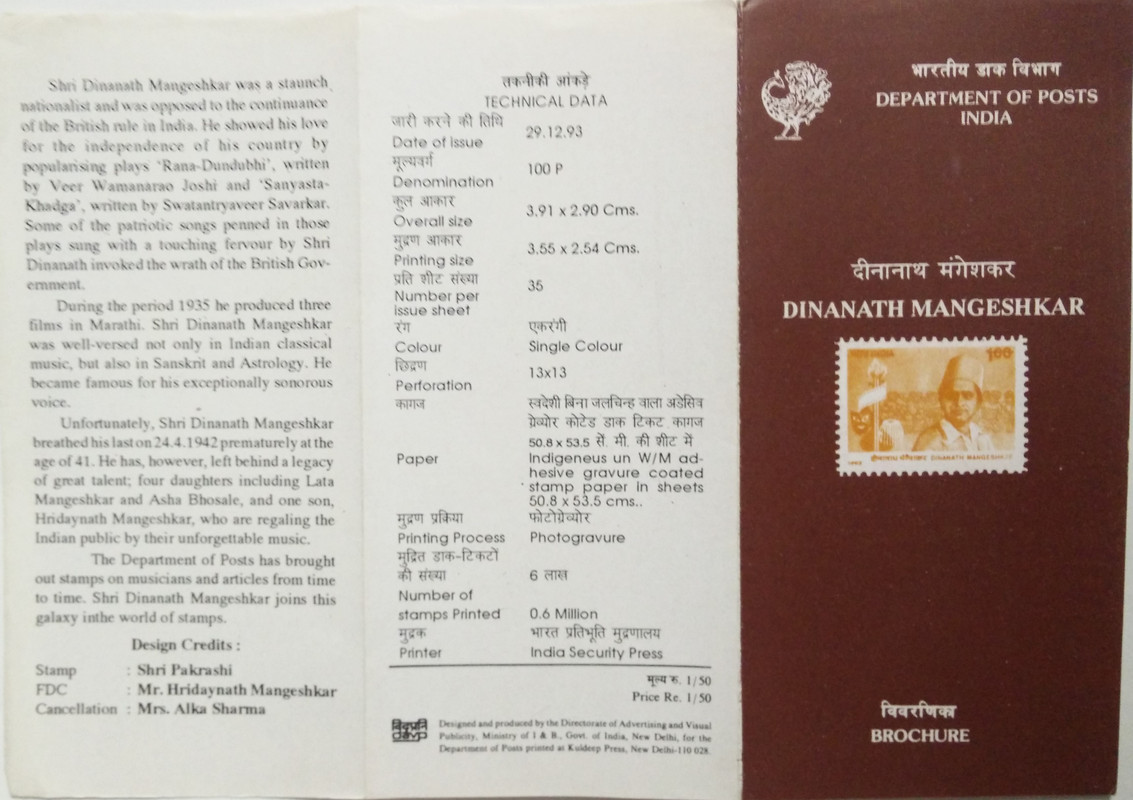 Dinanath Mangeshkar (Musician & Stage Actor). (BR)