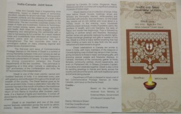 Diwali India Canada Joint Issue (BR)