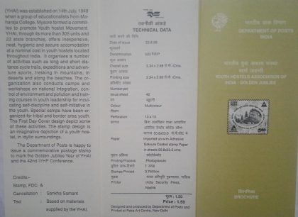 Golden Jubilee of Youth Hostel Association of India  (BR) | Indian Postage Stamps | Indian Coins | Old Indian Currency | Rare Indian Coins | Numismatic Collection India