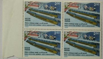 250th Anniv.of Naval Dockyard Bombay. (Block of 4 stamp)