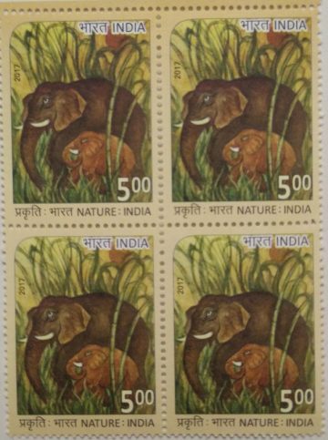Nature of India; Elephant (Block of 4 stamp)