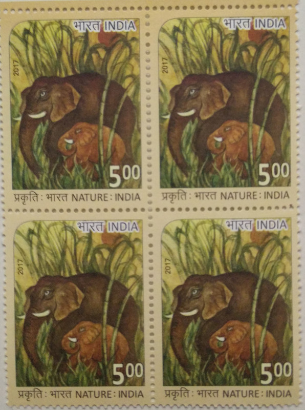 Nature of India; Elephant (Block of 4 stamp)