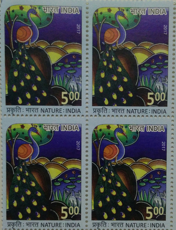 Nature of India; Peacock (Block of 4 stamp)