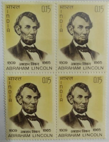 15 Apr. 65 Abraham Lincoln. Personality, American President, 15 P. (Hinged Block of 4)
