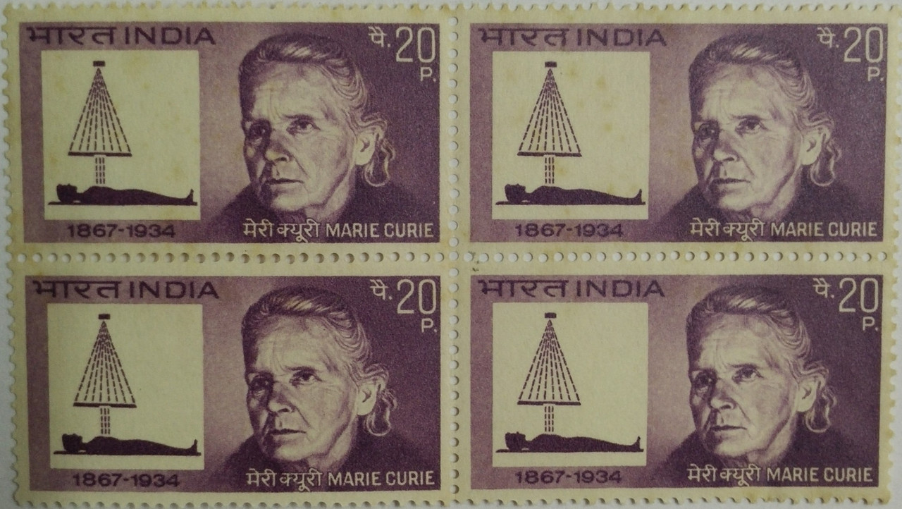 Marie Curie. Personality, Physicist, Chemist, Radium Treatment, Nobel Laureate, Patient, 20P.(Hinged Block of 4)