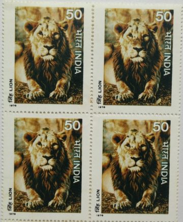 Wild Life - Lion. Wild Life, Lion, Panthera Leo, Big Cat, 50 P. (Block of 4 stamp)