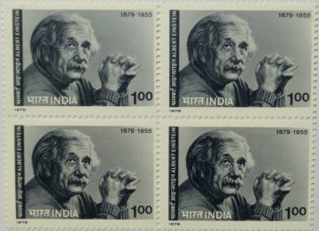 Albert Einstein. Personality, Theoretical Physicist, Physics, Nobel Laureate, Rs.1 (Block of 4 stamp)