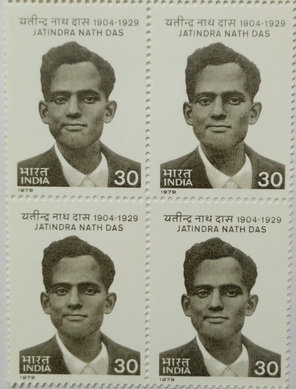 Jatindra Nath Das. Personality, Freedom Fighter, Revolutionary, 30 P. (Block of 4 stamp)