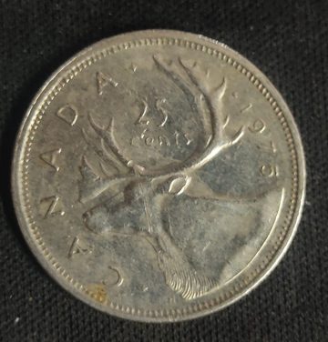 25 Cents Canada 1975 Elizabeth II D.G. Regina
