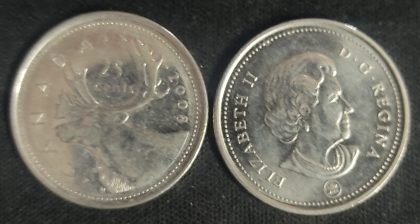 25 Cents Canada 2008 Elizabeth II D.G. Regina | Indian Postage Stamps | Indian Coins | Old Indian Currency | Rare Indian Coins | Numismatic Collection India