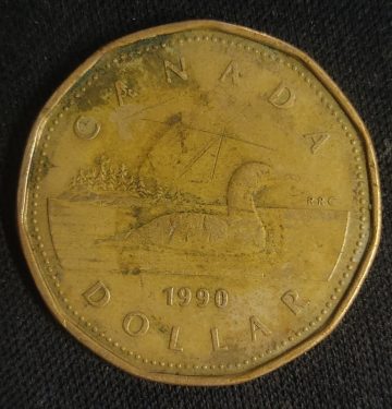 1 DOLLAR CANADA 1990 Elizabeth II D.G Regina (used)