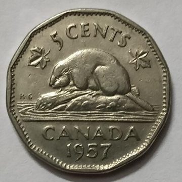 5 Cents Canada 1957 Elizabeth II D.G Regina (used)