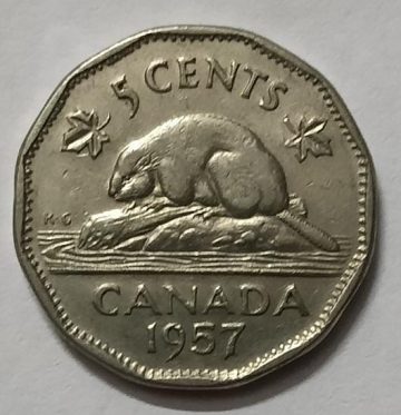 5 Cents Canada 1957 Elizabeth II D.G Regina (used)