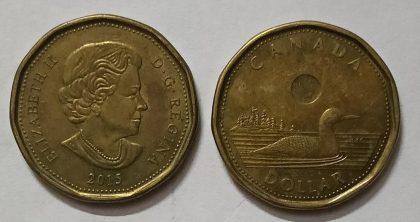 1 DOLLAR CANADA 2015 Elizabeth II D.G Regina (used) | Indian Postage Stamps | Indian Coins | Old Indian Currency | Rare Indian Coins | Numismatic Collection India