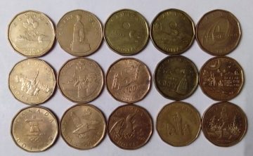 CANADA-DOLLAR(Set of 15 coins) (used)