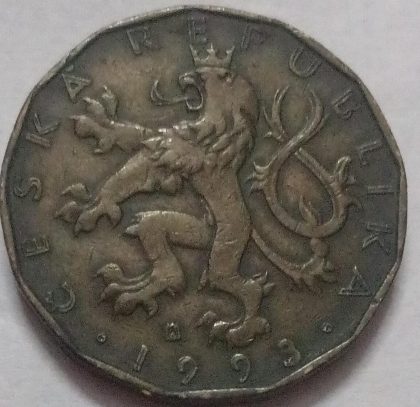 Czech Republic 20 Koruna 1993 (used) | Indian Postage Stamps | Indian Coins | Old Indian Currency | Rare Indian Coins | Numismatic Collection India - Image 2