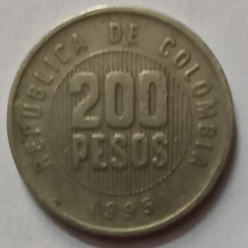 COLOMBIA  200 Pesos Coin 1995