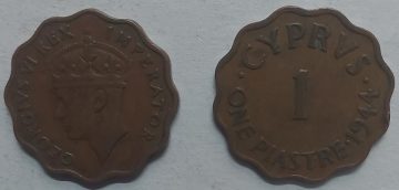 CYPRUS 1 Piastre 1944 (USED)
