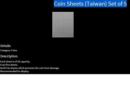 Coin Sheets (Taiwan) Set of 5 -Fine Quality-Fresh Stock 2 x 2 | Indian Postage Stamps | Indian Coins | Old Indian Currency | Rare Indian Coins | Numismatic Collection India - Image 2