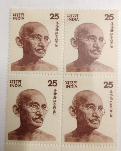 Mahatma Gandhi -25(Df-Block of 4) | Indian Postage Stamps | Indian Coins | Old Indian Currency | Rare Indian Coins | Numismatic Collection India