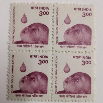 8th Series Oral polio -Rs.3(Df-Block of 4)