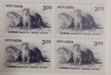 9th Series Smooth Indian Otter -Rs.3(Df-Block of 4)
